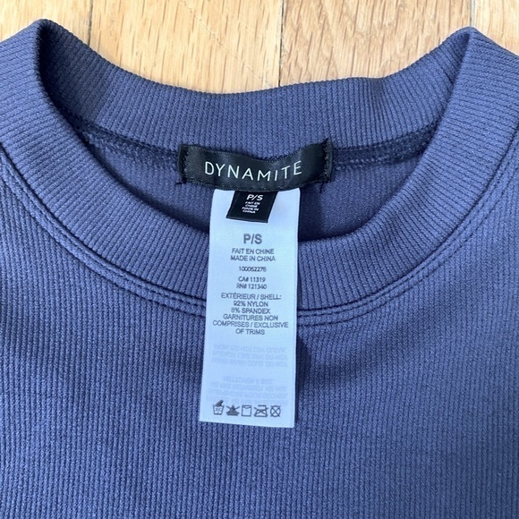 dynamite Cropped Long Sleeve Ribbed Stretch Top Size Small - Picture 8 of 9